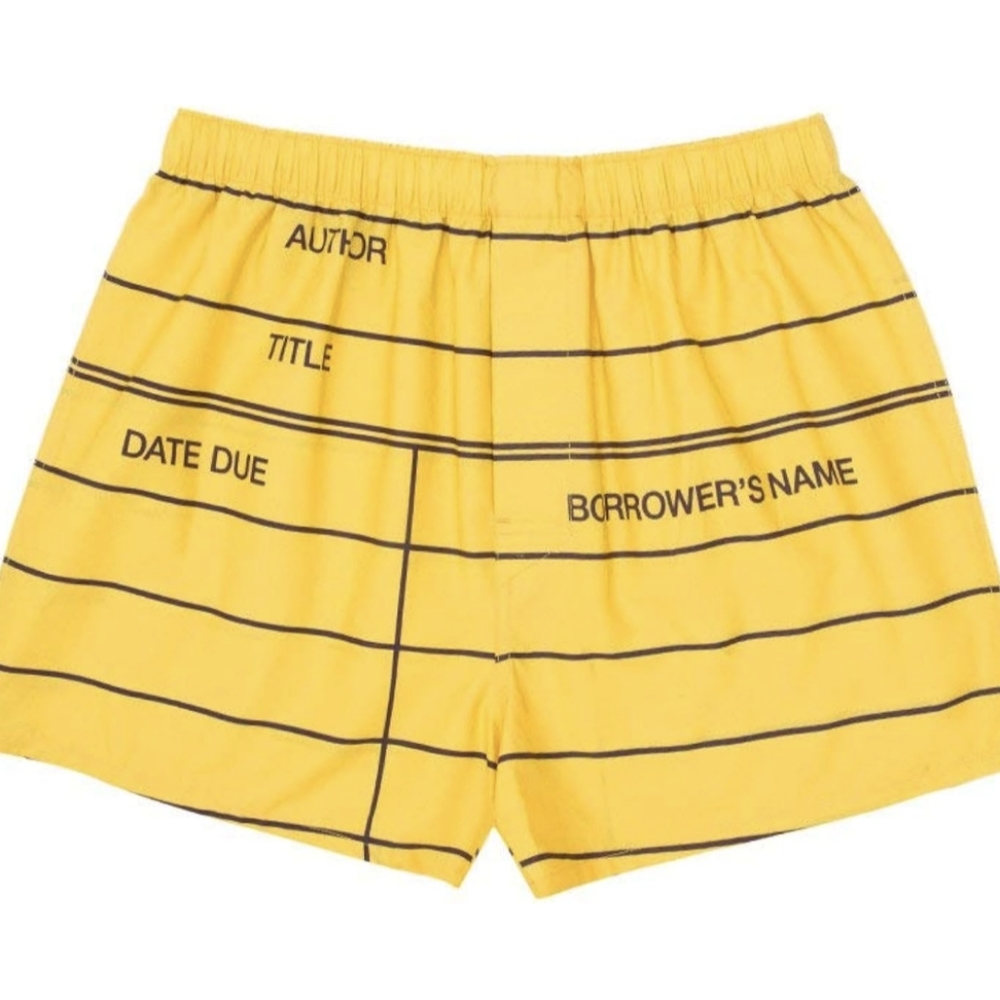 Out of Print library card boxers S
